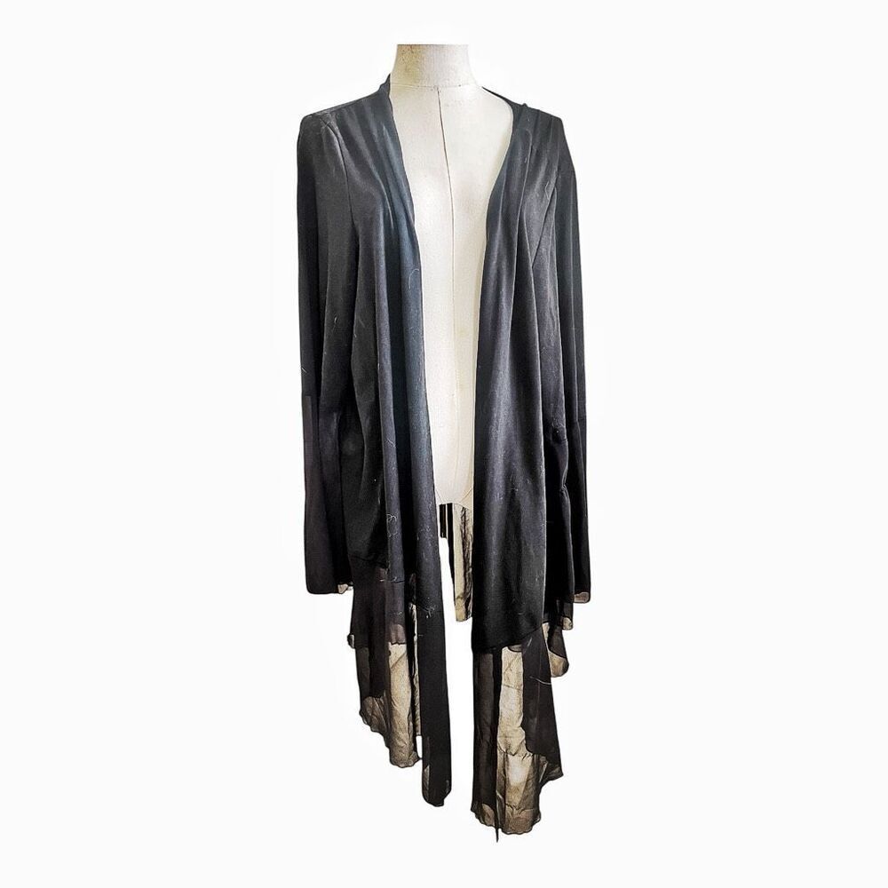 Women’s Black Semi Sheer Sleeves/Bottom Open Cardigan Size 3X Goth Witchy